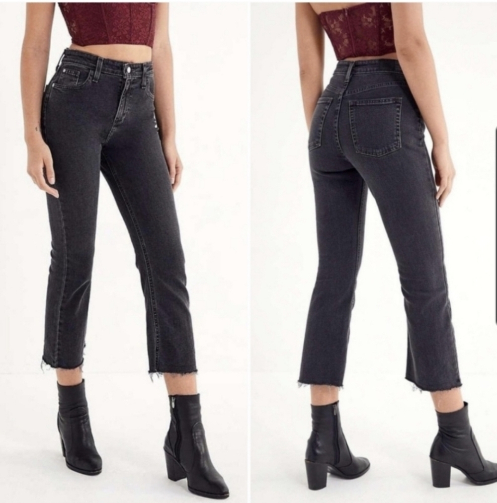 BDG Vintage Black High Rise Kick Crop Flare Jeans